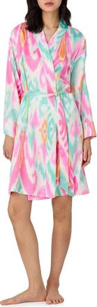 Lauren Ralph Lauren Print Long Sleeve Robe in White Print at Nordstrom, Size Medium