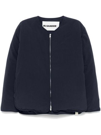 Jil Sander zip-up jacket - men - Polyester/Goose Feather/Goose Down/Recycled Polyester - S - Blue