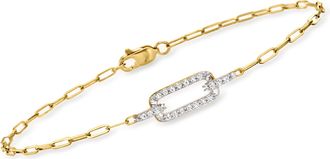 RS Pure by Ross-Simons Diamond Paper Clip Link Bracelet in 14kt Yellow Gold