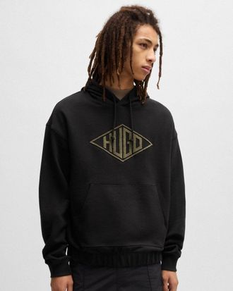 HUGO BOSS Hugo Dacorolo Mens Pullover Hoodie - Black Cotton - Size Large