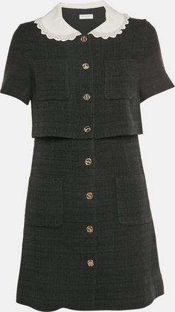 Sandro Black Tweed Peter Pan Collar Faustine Dress