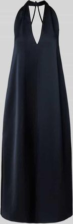 Samsøe & Samsøe Midikleid mit V-Ausschnitt und Eingrifftaschen in Marine, Größe XS