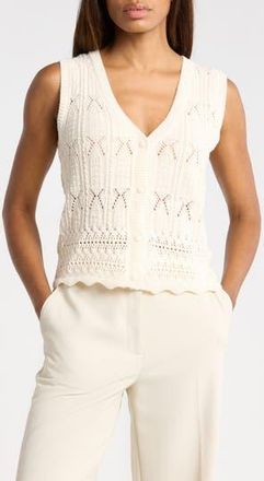 T Tahari Crochet Sweater Vest in Cream at Nordstrom Rack, Size X-Large
