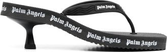 Palm Angels logo-print heeled flip flops - women - Other fibres - 37 - Black