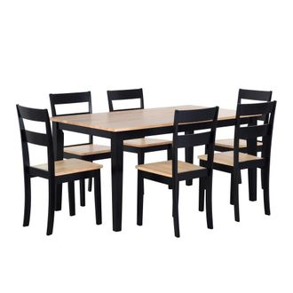 Beliani Conjunto de comedor de madera de caucho 6 personas l90