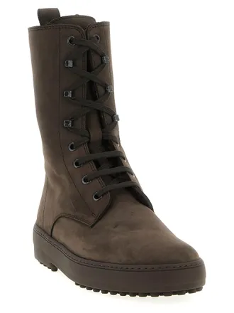 Tod's Calfskin Lace-Up Boot - Brown