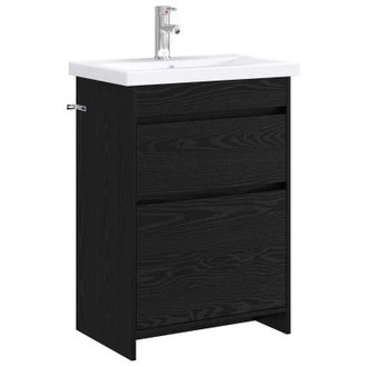 vidaXL Juego De Muebles De Ba&ntilde;o Roble Negro 61 X 40 X 84,5 Cm Vidaxl