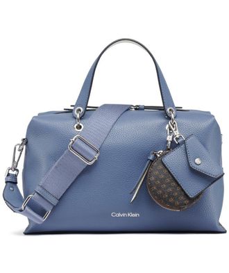 Calvin Klein Womens Cali Calvin Klein Cali Satchel Bag, Folkstone Gray/White Cherub, &Uacute;nico