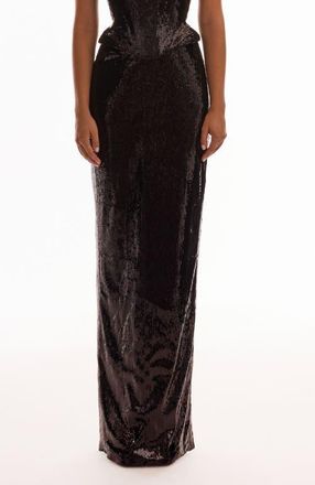 Milla Fitted High-Waist Sequin Pencil Maxi Skirt for Cocktail Events in Black at Nordstrom, Size 2