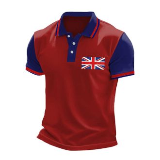 Generic Union Jack Shirts for Men UK British Flag Bunting Ve Day Poloshirts England Rugby Cricket Shirts Funny Golf Shirt Summer Plus Size Short Sleeve Collar