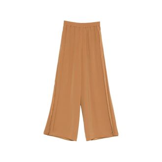 Max Mara Wide Trousers, female, Brown, Size: XS Envers Satin Wide Trousers