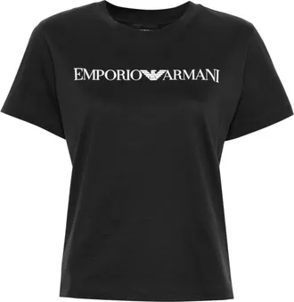 Emporio Armani logo-print T-shirt - women - Cotton - S - Black