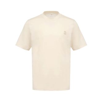Brunello Cucinelli Tops, Heren, Wit, M, Katoen, T-shirt van katoenen jersey met ronde hals