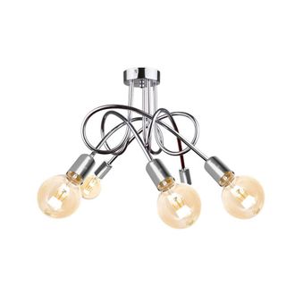 Netlighting Rumba Multi Arm Semi Flush Ceiling Light Silver 50cm 5x E27