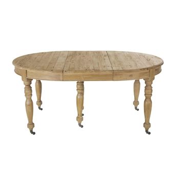 Maisons du monde Mesa extensible con ruedas de pino reciclado de 12/14 plazas 125/325 cm