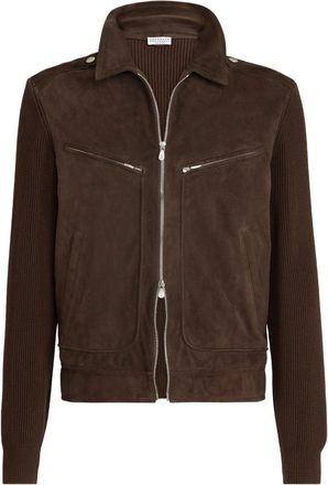 Brunello Cucinelli PADDED LEATHER JACKET Size: XL, colour: BROWN