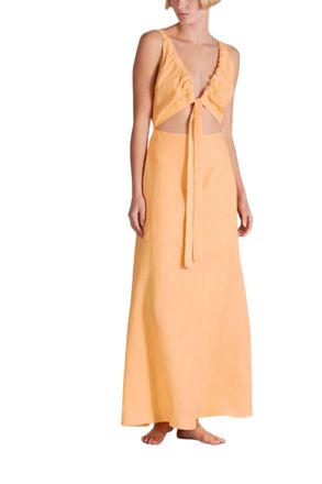 Bondi Born Tobago Organic Linen Dress In Melon