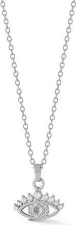 Sphera Milano Faux Pearl & Cubic Zirconia Evil Eye Pendant Necklace in Silver at Nordstrom Rack