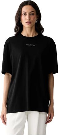 Karl Lagerfeld Tops, Dames, Zwart, M, Katoen, T-shirt