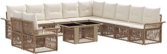 vidaXL Conjunto De Sof&aacute;s De Jard&iacute;n 12 Uds. Beige Y Blanco Crema Vidaxl