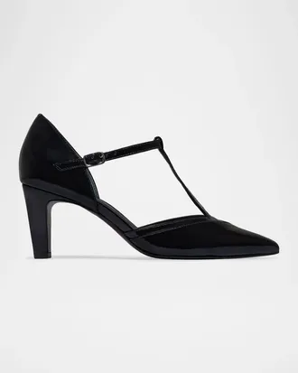 Bernardo 70mm Gianna Leather T-Strap Pumps