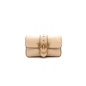 Pinko Love One Mini Slouchy FL - Dames - Schoudertassen - Beige - ONE Size - Katoen - Tassen
