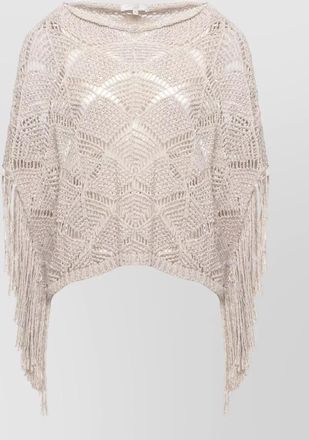 Antonelli sequined cutout fringe short-sleeve top