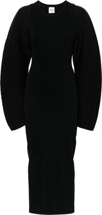 Nanushka layered sculpted-sleeves midi dress - women - Elastane/Recycled Cotton/Organic Cotton/Polyester - M - Black