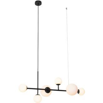 QAZQA Modern Pendant Light Black with Matt Glass 6 Lights - Monaco