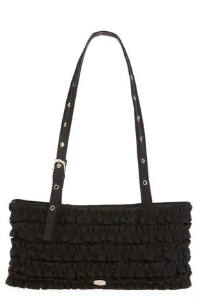 Damson Madder Sophia Ruffle Shoulder Bag in Black at Nordstrom