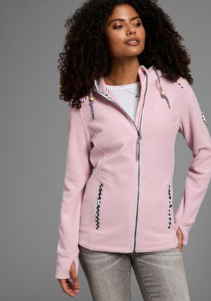 Kangaroos Fleecejacke KANGAROOS, Damen, Gr. 32/34, rosa (rose), Fleece, Obermaterial: 100% Polyester, kontrastfarbene Details, unifarben mit Farbeinsatz, bequem