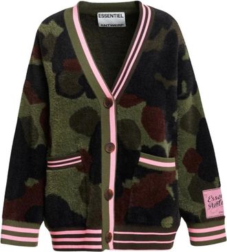 Essentiel Cardigan in Maglia Kamoo Camouflage - - Knitwear - Donna - Verde - S