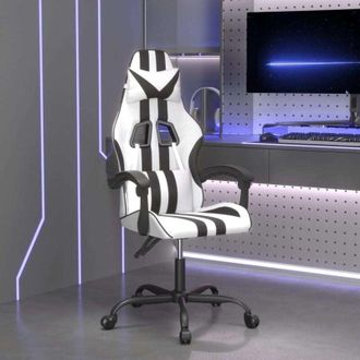 vidaXL vidaXL Sedia da Gaming Girevole Bianco e Nero in Similpelle