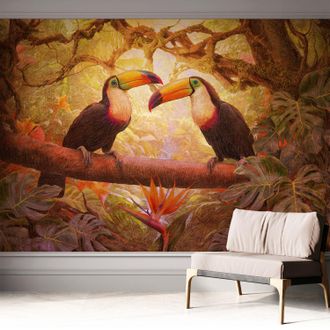 Tulup Carta Da Parati Adesiva - Lavabile - Decorazione Murale - Per Cucina - Pellicola Decorativa Tucani Colorati 312x219 Cm