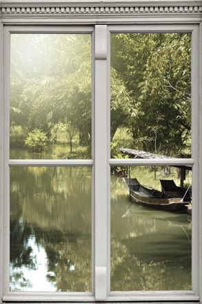 Queence Wandsticker »Fluss« Wandsticker, Wandbild, selbstklebend, 3D, Fenster