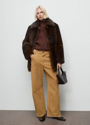 Mango Jeans velluto a coste wide leg vita bassa caramello - Donna - 36 - MANGO