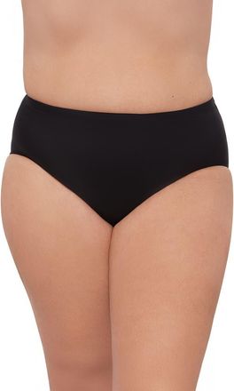 Aqua Green Plus Size Mid Rise Tummy Control Swim Brief in Black at Nordstrom, Size 1 X