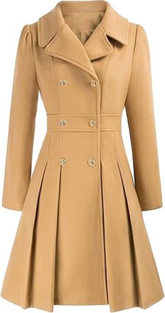 Generic Winter Coat Women Womens Fashion Trench Coat Notch Lapel Double Breasted Thick Line Pea Coats Jacket
