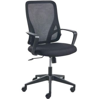 Beliani Office Chair Black Fabric Mesh Upholstery Swivel Desk Computer Adjustable Seat Reclining Backrest LUMA
