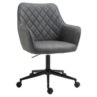 Carter's Vinsetto Swivel Office Chair Leather-Feel Fabric Home Study Leisure with Wheels - Grey Argyle Wheels - CARTER | TJ Hughes