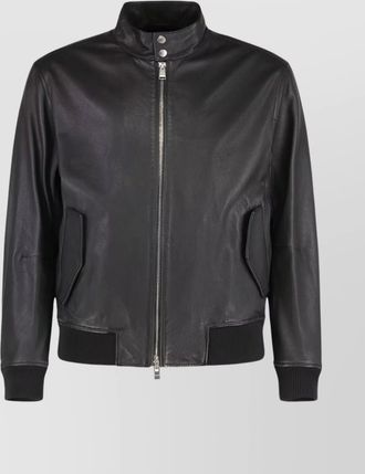 HUGO BOSS stylish leather outerwear high collar