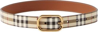 Burberry Vintage Check leather belt - women - Leather - S - Neutrals
