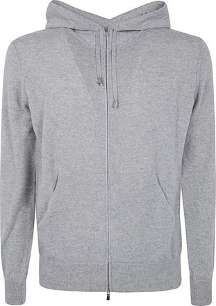 FILIPPO DE LAURENTIIS Kasjmierwol Zip Hoodie - Heren - Vesten met rits - Grijs - 2XL - Wol - Hoodies & sweatvesten