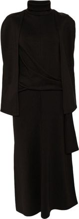 GOEN.J knot detailed cape-effect dress - women - Polyester/Cotton - S - Brown