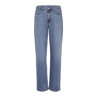 MY ESSENTIAL WARDROBE High Wide Y Medium Blue Wash Jeans - Dames - Jeans - Blauw - Maat: W27 L34 Katoen