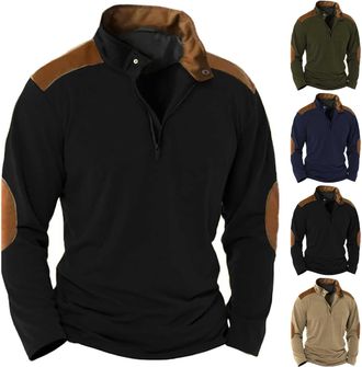 Generic Cord Sweatshirt Mens Autumn Pullover Casual Long Sleeve Stand-Up Collar Button Pullover with Pocket Cotton Henley Shirt Vintage Style Pullover Mens Sp