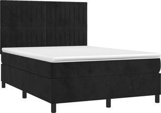 vidaXL Vidaxl - Cama Box Spring Colch&oacute;n Y Led Terciopelo Negro 140x200 Cm