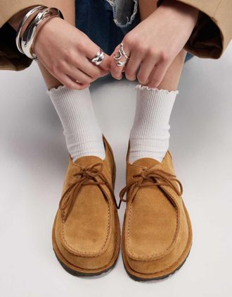 Birkenstock Utti Lace scarpe in suede marrone sughero