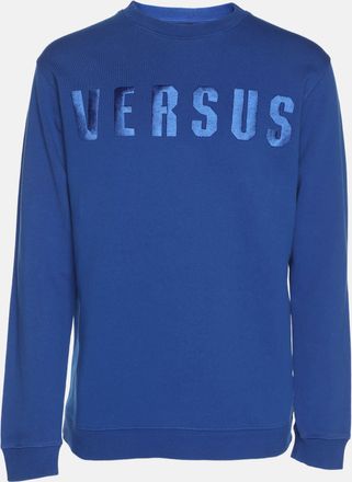 Versus Blue Cotton Knit Logo Embroidered Sweatshirt S