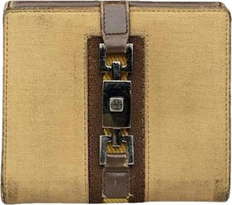 Gucci Pre-owned Wallets, female, Beige, Size: ONE SIZE Pre-owned Cotton Wallet